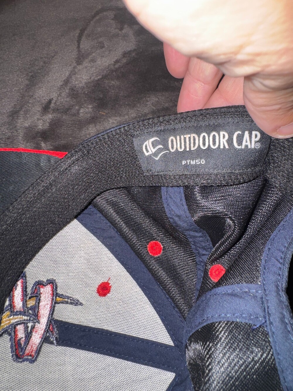 Outdoor Cap Youth Baseball Cap Navy Red Embroidered Logo Adjustable - Picture 3 of 4